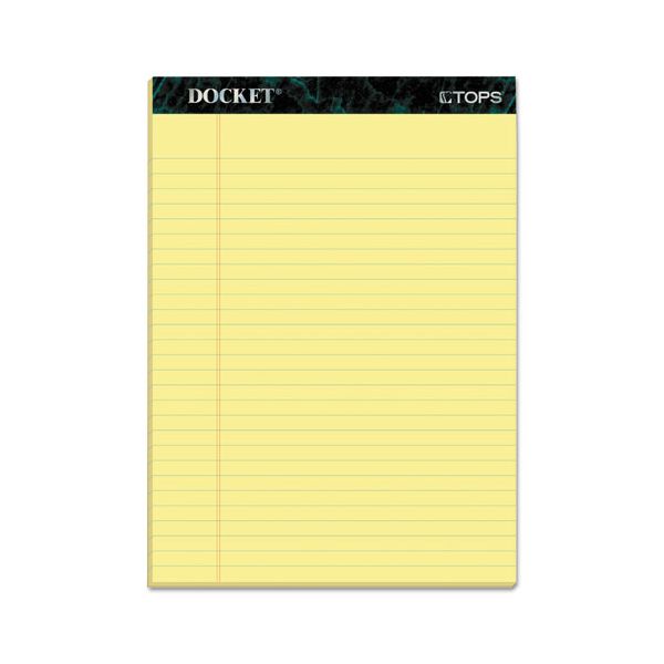TOP63400 TOPS Docket Ruled Perforated Pads, 8 1/2 x 11 3/4, Canary, 50 Sheets, Dozen