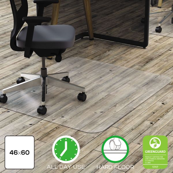 DEFCM21442FPC deflecto Clear Polycarbonate All Day Use Chair Mat for Hard Floor, 46 x 60