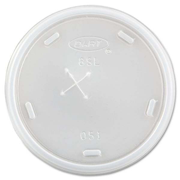 DCC8SL Dart Plastic Cold Cup Lids, Fits 8-9oz Cups, Translucent, 1000/Carton