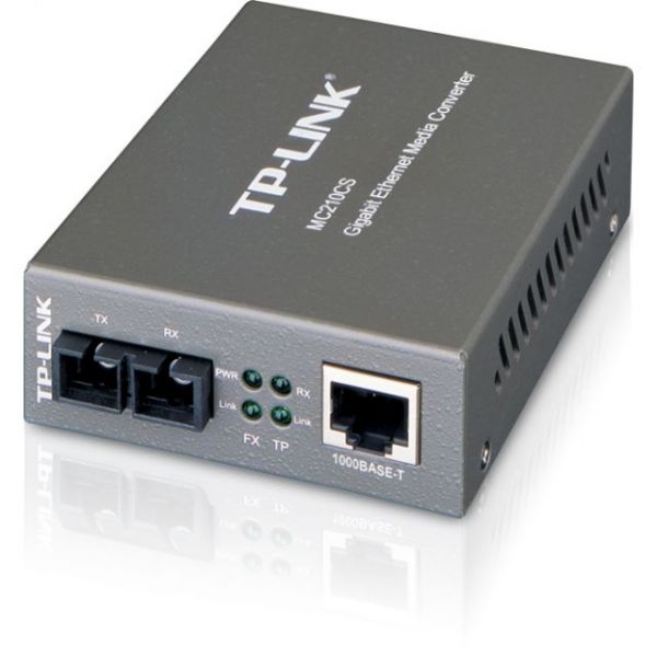 SYNX3298592 TP-LINK MC210CS Gigabit Media Ethernet Converter, 1000Mbps RJ45 to 1000M single-mode SC fiber, up to 15Km/9miles, chassis mountable