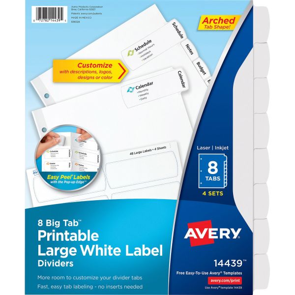 AVE14439 Avery Easy Peel Big Tab Index Dividers