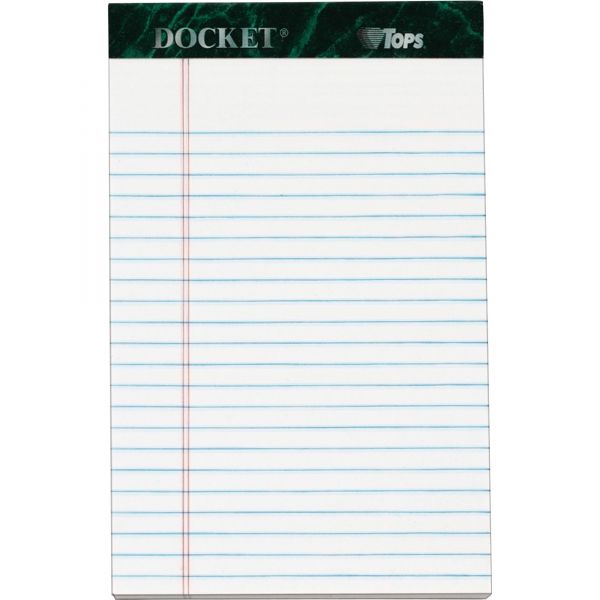TOP63360 TOPS Docket Ruled Perforated Pads, Legal/Wide, 5 x 8, White, 50 Sheets, Dozen