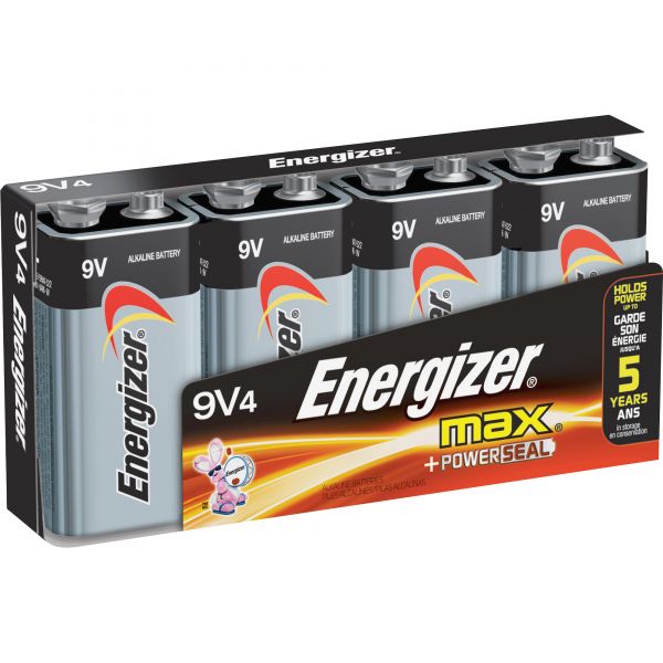 EVE522FP4CT Energizer Max Alkaline 9V Batteries