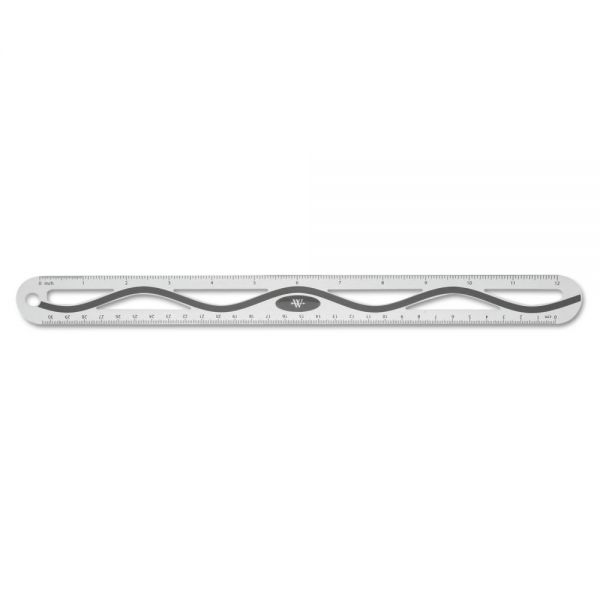ACM15500002 Westcott 12" Aluminum Wave Ruler, Standard/Metric, Gray