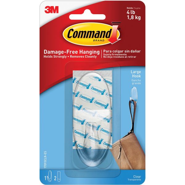 MMM17093CLRES Command Large Clear Hook with Clear Strips