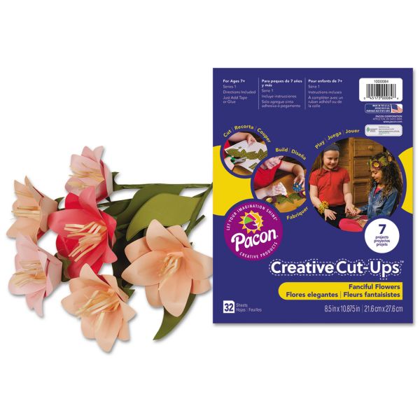 PAC1000084 Pacon Creative Cut Ups, Fanciful Flowers, 8 1/2 x 10 1/2, 32 Sheets
