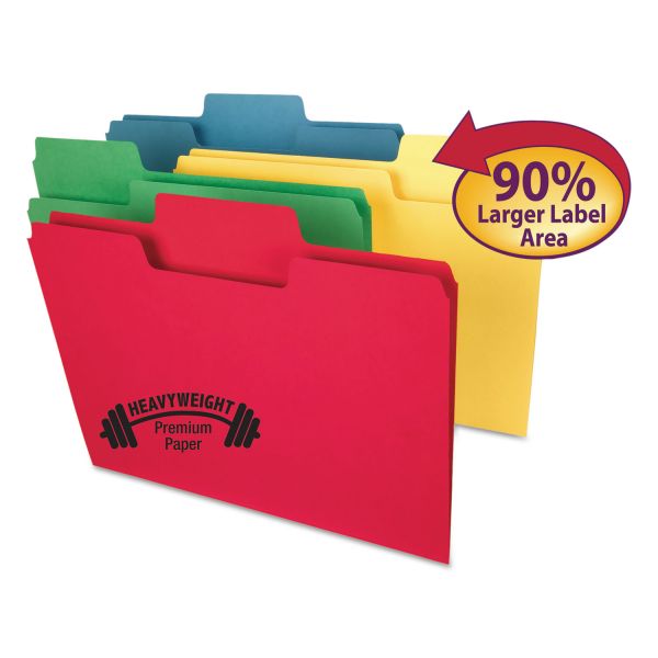 SMD10410 Smead SuperTab Heavyweight Folder, 1/3 Tab, 3/4" Exp., Letter, Assorted, 50/BX