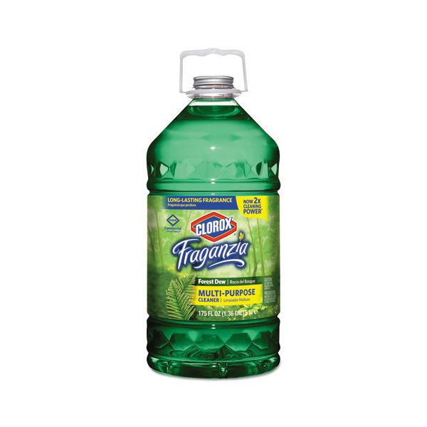 CLO31525 Clorox Fraganzia Multi-Purpose Cleaner, Forest Dew Scent, 175 oz Bottle, 3/Carton
