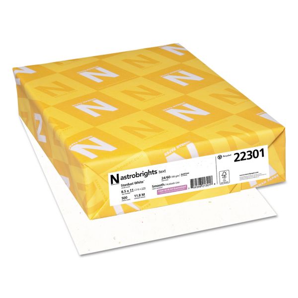 WAU22301 Astrobrights Color Paper, 24 lb, 8 1/2 x 11, Stardust White, 500 Sheets/Ream