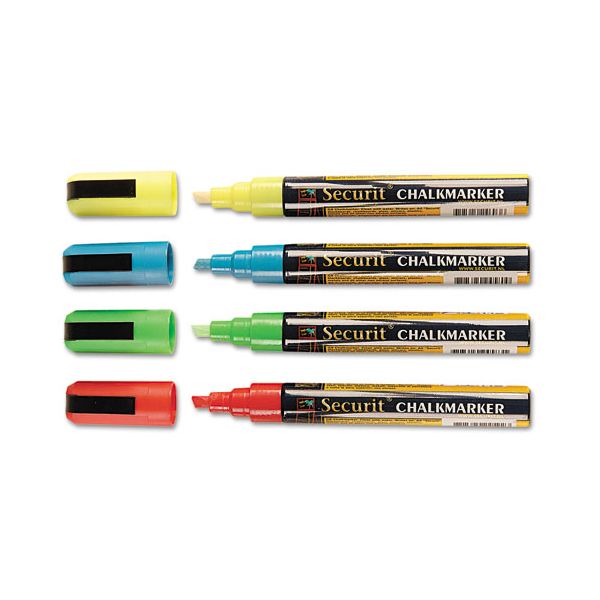 DEFSMA510V4 deflecto Liquid Chalk Marker, Chisel, Assorted, 4/Pack