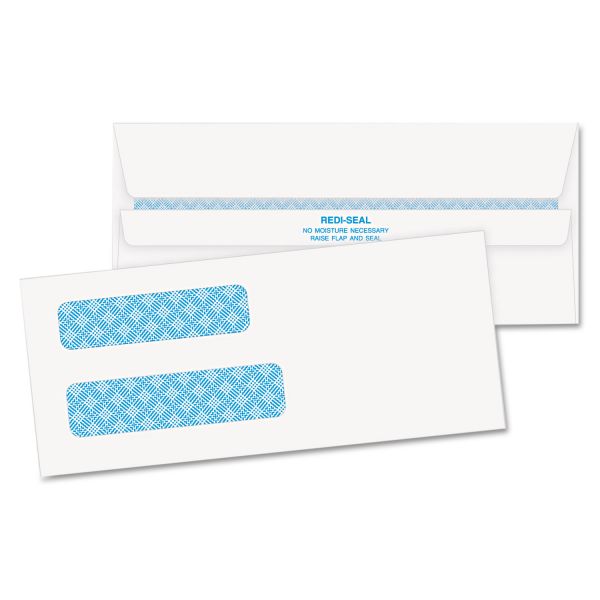 QUA24539 Quality Park 2-Window Redi-Seal Security-Tinted Envelope, #8 5/8, 3 5/8 x 8 5/8, White,500/BX