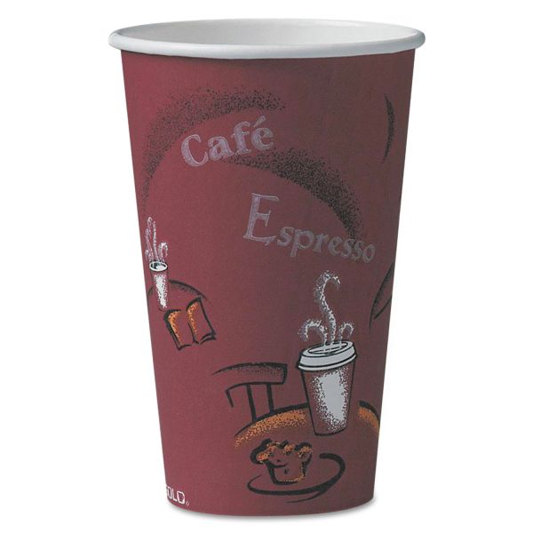 SCC316SI Dart Bistro Design Hot Drink Cups, Paper, 16oz, Maroon, 1000/Carton