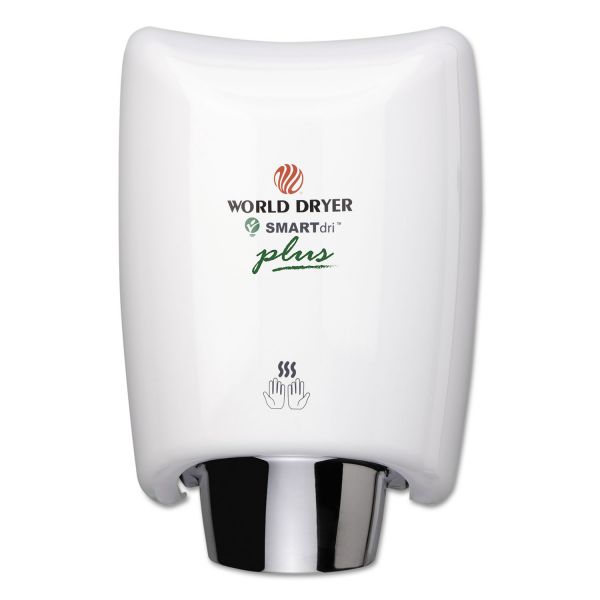 WRLK974P2 WORLD DRYER SMARTdri Hand Dryer Plus, Aluminum, White