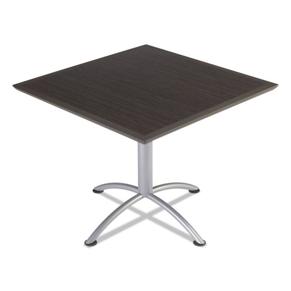 ICE69824 Iceberg iLand Table, Dura Edge, Square Seated Style, 36w x 36d x 29h, Gray Walnut/Silver