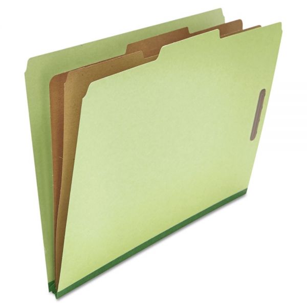 UNV10281 Universal Pressboard Classification Folder, Legal, Six-Section, Green, 10/Box