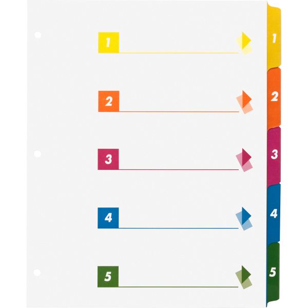 SPR21908 Sparco Quick Index 5-Tab Numbered Dividers With Table Of Contents Page