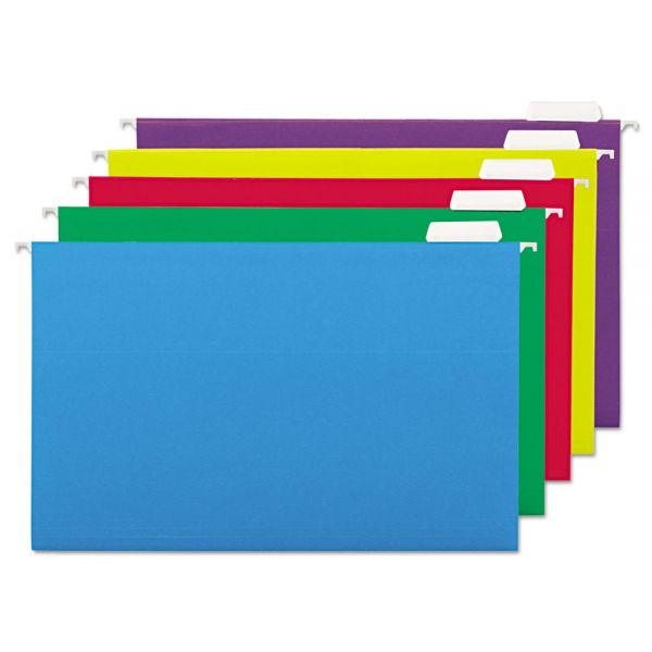 UNV14221 Universal Hanging File Folders, 1/5 Tab, 11 Point, Legal, Assorted Colors, 25/Box