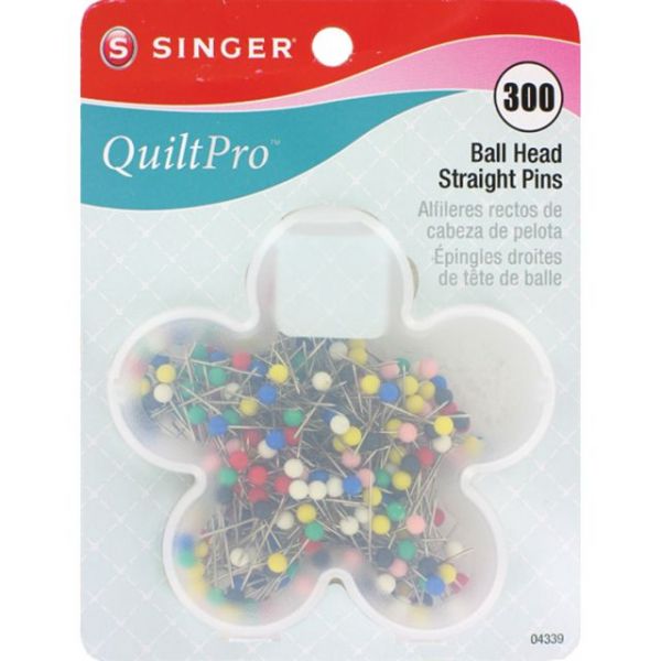 NOTM081113 QuiltPro Ball Head Straight Pins In Flower Case