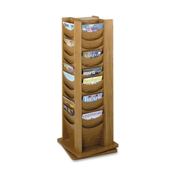 SAF4335MO Safco 48-Pocket Solid Wood Rotating Display Rack