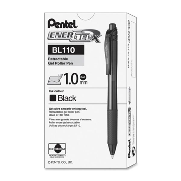 Refill For Pentel EnerGel Retractable Liquid Gel Pens Fine Black Ink