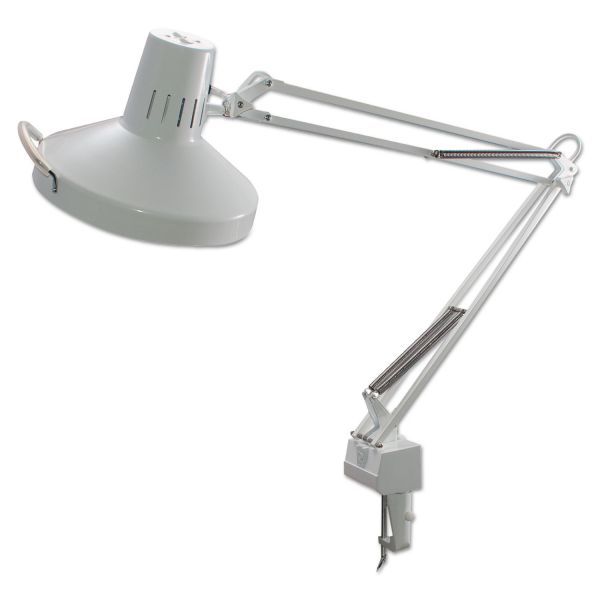 LEDL445WT Ledu Three-Way Incandescent/Fluorescent Clamp-On Lamp, 40" Reach, White