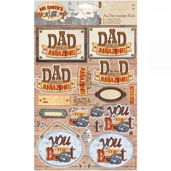 NOTM334428 Papermania Mr. Smith's Workshop A4 Decoupage Pack