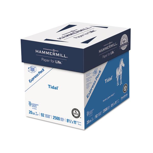 HAM163120 Hammermill Tidal MP Paper Express Pack, 92 Brightness, 20 lb, 8 1/2 x 11, White, 2500 Sheets/Carton