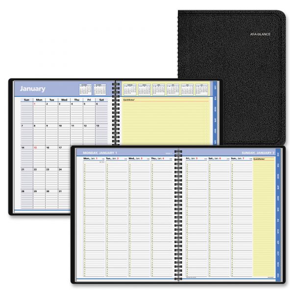 AAG7695005 AT-A-GLANCE QuickNotes Weekly/Monthly Appointment Book, 8 1/4 x 10 7/8, Black, 2019