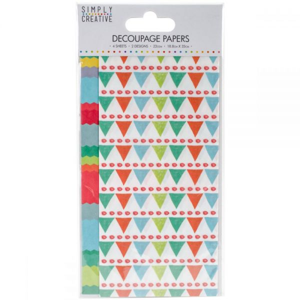NOTM336634 Simply Creative Decoupage Paper 18.8cm X 35cm 4/Pkg