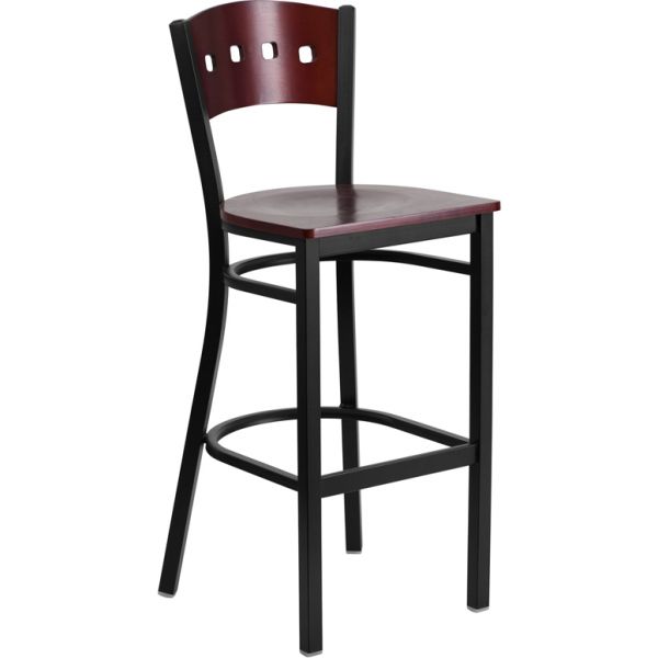FHFXUDG60515MAHBARMTLGG Flash Furniture HERCULES Series Decorative 4 Square Back Barstool