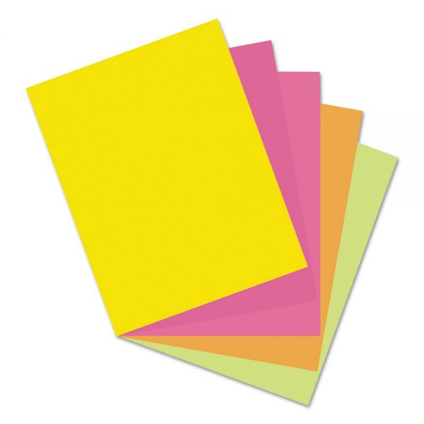 PAC101161 Pacon Array Card Stock, 65 lb., Letter, Assorted Hyper Colors, 50 Sheets/Pack