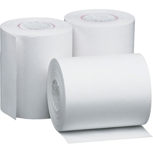 PMC05208 PM Company Single Ply Thermal Cash Register/POS Rolls, 2 1/4" x 80 ft., White, 50/CT