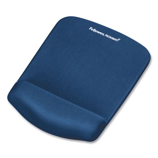 Fellowes PlushTouch Mouse Pad with Wrist Rest, Foam, Blue, 7 1/4 x 93/