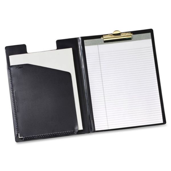CRD252610 Cardinal Pad Holder, Leather-Like Vinyl, Brass-Finish Clip, Expanding Pocket File, Black
