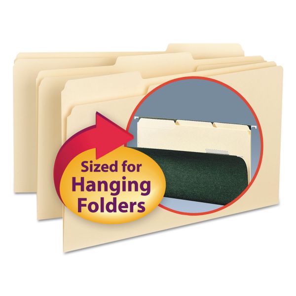 SMD15230 Smead Interior File Folders, 1/3 Cut Top Tab, Legal, Manila, 100/Box