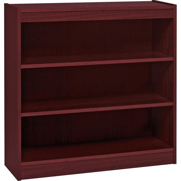 LLR60071 Lorell Panel End 3-Shelf Hardwood Veneer Bookcase