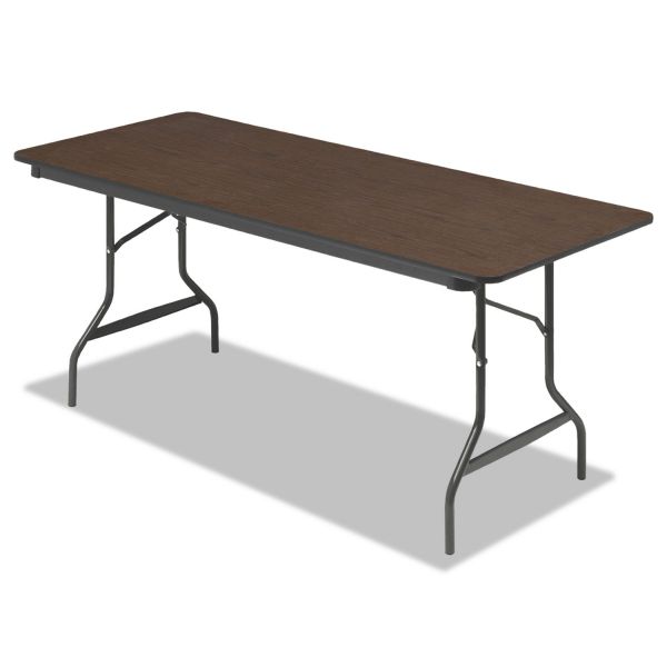 ICE55324 Iceberg Economy Wood Laminate Folding Table, Rectangular, 72w x 30d x 29h, Walnut