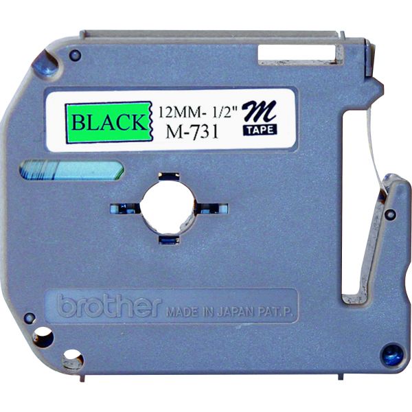 BRTM731 Brother P-Touch M Series Tape Cartridge for P-Touch Labelers, 1/2"w, Black on Green
