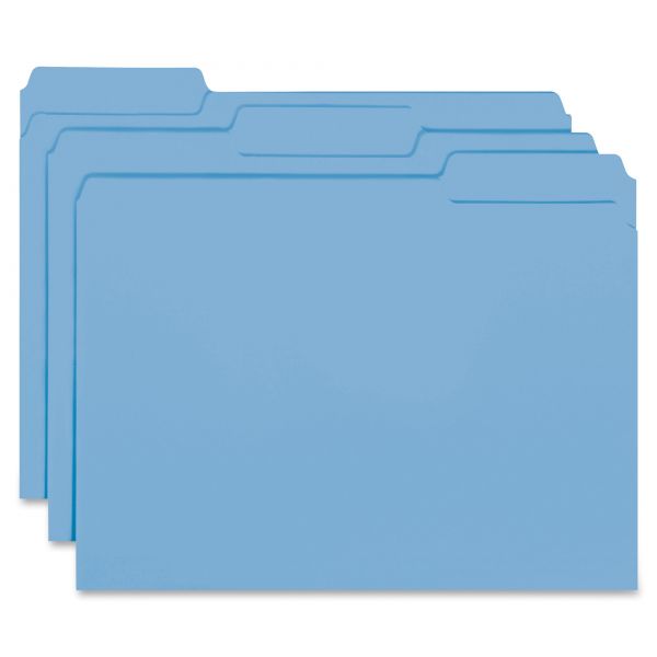 SMD10239 Smead Interior File Folders, 1/3 Cut Top Tab, Letter, Blue, 100/Box