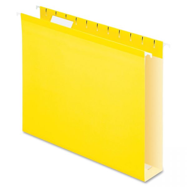 PFX4152X2YEL Pendaflex Reinforced 2" Extra Capacity Hanging Folders, 1/5 Tab, Letter, Yellow, 25/Box