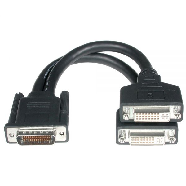 SYNX1776338 C2G 9in One LFH-59 (DMS-59) Male to Two DVI-I Female Cable