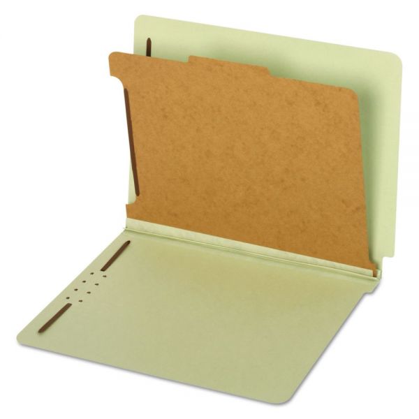 GLW23214 Pendaflex Pressboard End Tab Classification Folders, Four Sections, Letter, Green, 10/Box