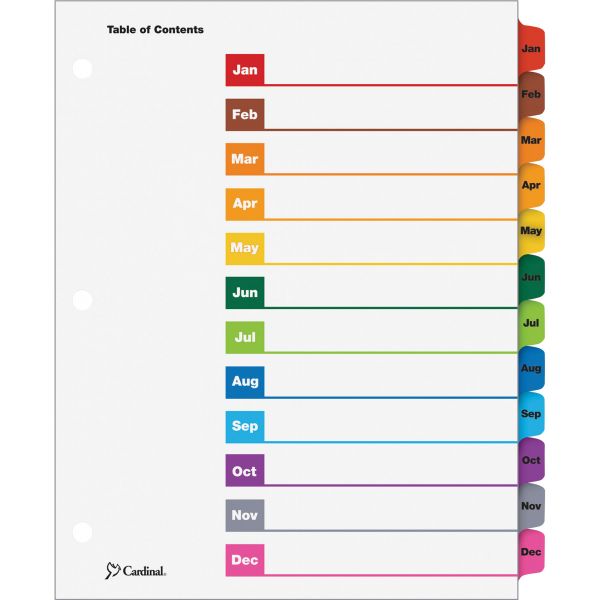 CRD60318CB Cardinal OneStep Printable 12-Tab Monthly Dividers With Table Of Contents Page