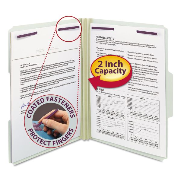 SMD14934 Smead Two Inch Expansion Fastener Folder, 1/3 Top Tab, Letter, Gray Green, 25/Box
