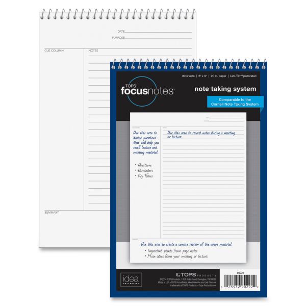 TOP90222 TOPS FocusNotes Steno Book, 6 x 9, White, 80 Sheets
