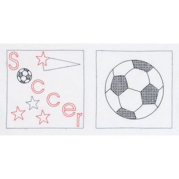 NOTM275143 Jack Dempsey Stamped White Sport-Themed Quilt Blocks