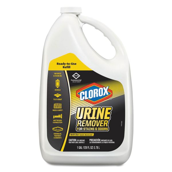 CLO31351CT Clorox Urine Remover for Stains and Odors, 128 oz Refill Bottle, 4/Carton