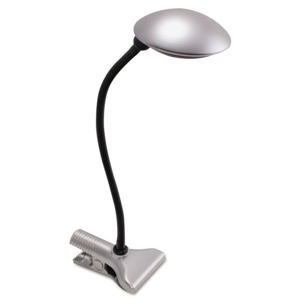 LEDL9145 Ledu 3W Clip-On Domed LED Desk Task Lamp, 8w x 18h, Silver