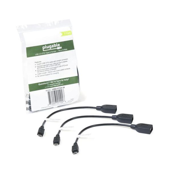 IGRM4W9881 Plugable MDP-HDMIUSB 2.0 OTG Type A Female to Micro B Male Cable (3 Pack)