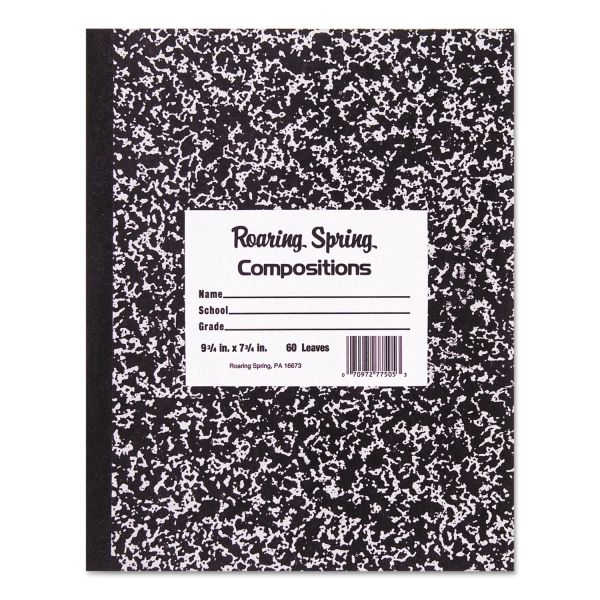 ROA77505 Roaring Spring Marble Cover Composition Book, Wide Rule, 10 x 8, 60 Pages